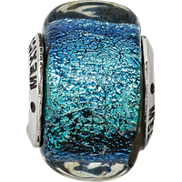 Sterling Silver Reflections Blue Dichroic Glass Square Bead view 4