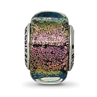 Sterling Silver Reflections Purple Dichroic Glass Square Bead view 3