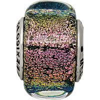 Sterling Silver Reflections Purple Dichroic Glass Square Bead view 4