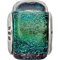Sterling Silver Reflections Green Dichroic Glass Triangle Bead view 4