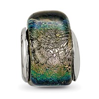 Sterling Silver Reflections Rainbow Dichroic Glass Triangle Bead view 3
