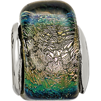 Sterling Silver Reflections Rainbow Dichroic Glass Triangle Bead view 4
