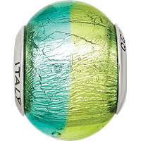 Sterling Silver Reflections Green Blue Italian Murano Bead view 4