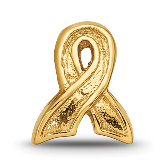 Sterling Silver Gold-plated Reflections Awareness Ribbon Bead