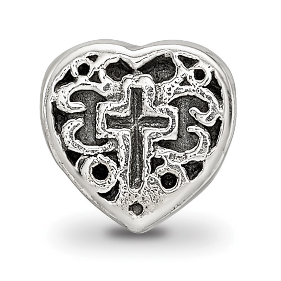 Sterling Silver Reflections Kids Heart w/Cross and Scroll Bead