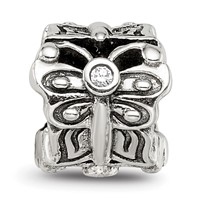Sterling Silver Reflections Butterfly W CZ Bali Bead view 3