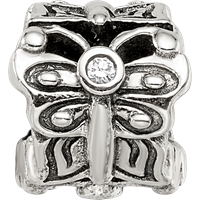 Sterling Silver Reflections Butterfly W CZ Bali Bead view 4