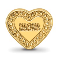 Sterling Silver Gold-plated Reflections Mom Heart Bead view 3