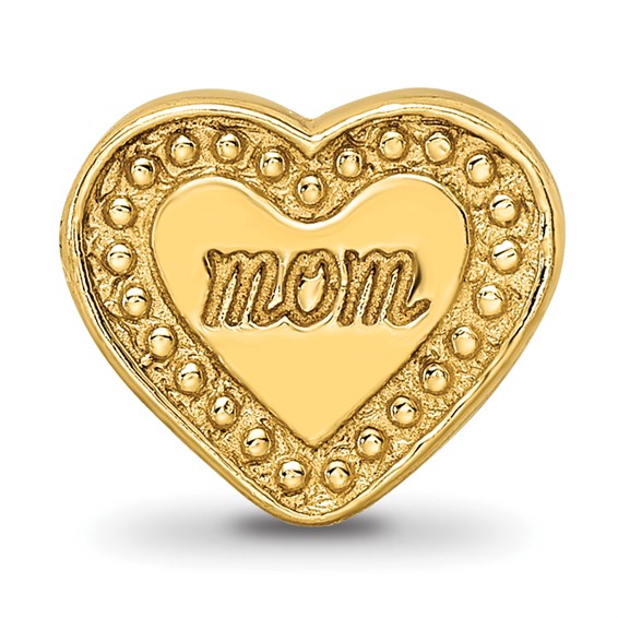Sterling Silver Gold-plated Reflections Mom Heart Bead