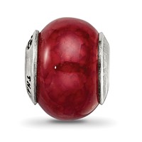 Sterling Silver Reflections Fuschia Cracked Agate Stone Bead view 3