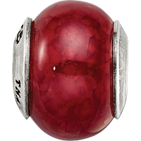 Sterling Silver Reflections Fuschia Cracked Agate Stone Bead view 4