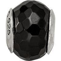 Sterling Silver Reflections Black Agate Stone Bead view 4