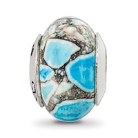 Sterling Silver Reflections Blue Mosaic Magnesite Stone Bead view 3