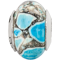 Sterling Silver Reflections Blue Mosaic Magnesite Stone Bead view 4