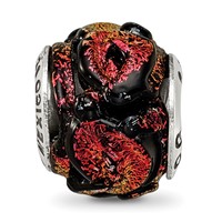 Sterling Silver Reflections Orange Dichroic Glass Bead view 3