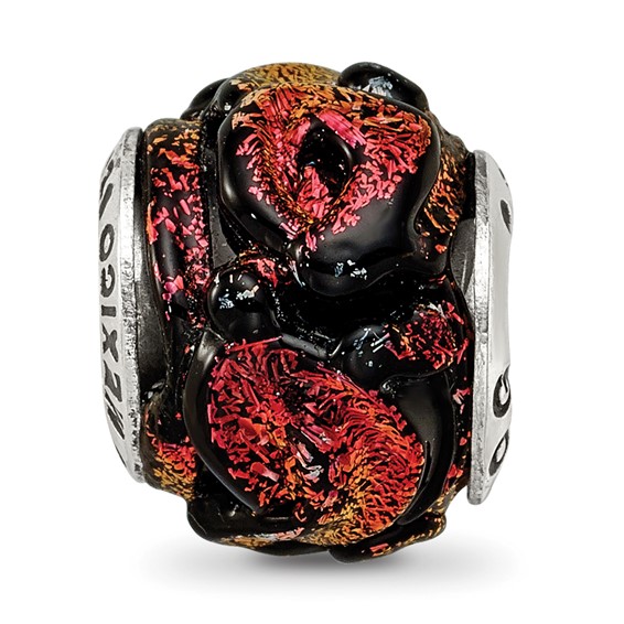 Sterling Silver Reflections Orange Dichroic Glass Bead