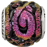 Sterling Silver Reflections Purple Dichroic Glass Bead view 4
