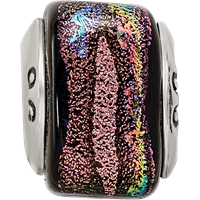 Sterling Silver Reflections Purple Square Dichroic Glass Bead view 4