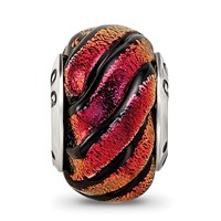 Sterling Silver Reflections Orange Swirl Dichroic Glass Bead view 3