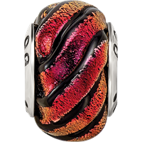 Sterling Silver Reflections Orange Swirl Dichroic Glass Bead view 4