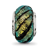 Sterling Silver Reflections Green Swirl Dichroic Glass Bead view 3