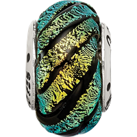 Sterling Silver Reflections Green Swirl Dichroic Glass Bead view 4