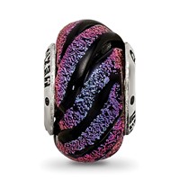 Sterling Silver Reflections Purple Swirl Dichroic Glass Bead view 3