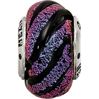 Sterling Silver Reflections Purple Swirl Dichroic Glass Bead view 4