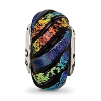 Sterling Silver Reflections Rainbow Swirl Dichroic Glass Bead view 3