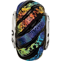 Sterling Silver Reflections Rainbow Swirl Dichroic Glass Bead view 4