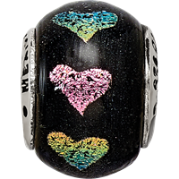 Sterling Silver Reflections Pink Purple Hearts Dichroic Glass Bead view 4