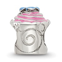 Sterling Silver Reflections Pink Enameled Cupcake Bead view 3