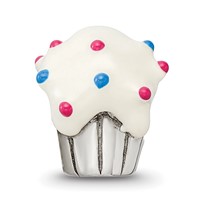 Sterling Silver Reflections Enameled Cupcake Bead view 3