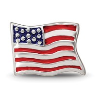 Sterling Silver Reflections Enameled Usa Flag Bead view 3