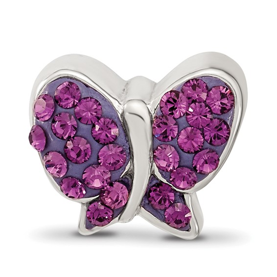 Sterling Silver Reflections Purple Preciosa Crystal Butterfly Bead