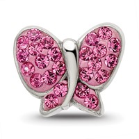 Sterling Silver Reflections Pink Preciosa Crystal Butterfly Bead view 3