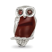 Sterling Silver Reflections Brown Enameled Wise Owl Bead view 3