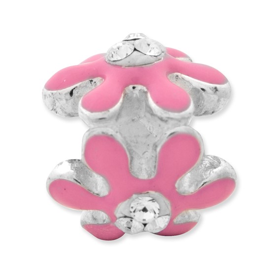 Sterling Silver Reflections Pink Flower with Crystal Bead