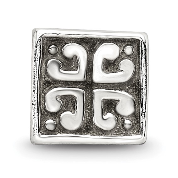 Sterling Silver Reflections Heart Cube Bead