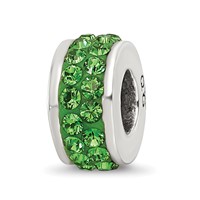 Sterling Silver Reflections Green Double Row Preciosa Crystal Bead view 1
