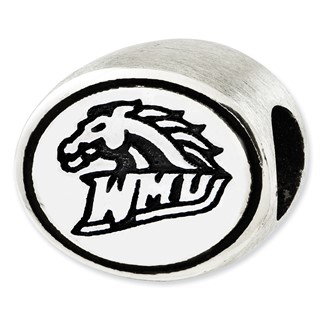 Sterling Silver Antiqued Western Michigan University Collegiate Bead