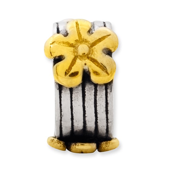 Sterling Silver & 14k Reflections Floral Bead