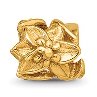 Sterling Silver Gold-plated Reflections Plumeria Floral Bead view 3