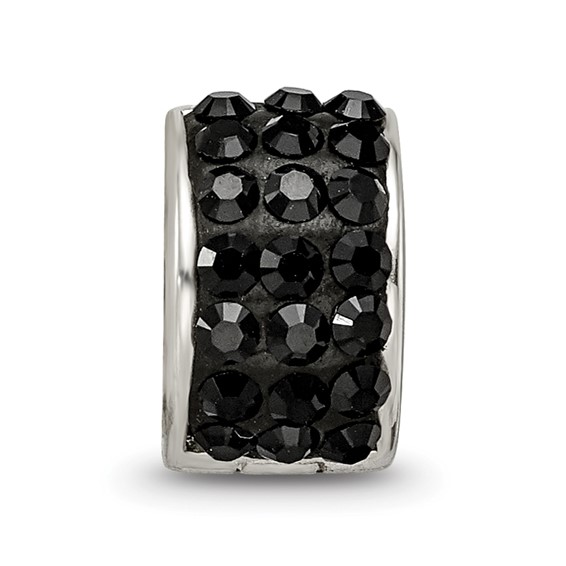 Sterling Silver Reflections Black Preciosa Crystal Bead