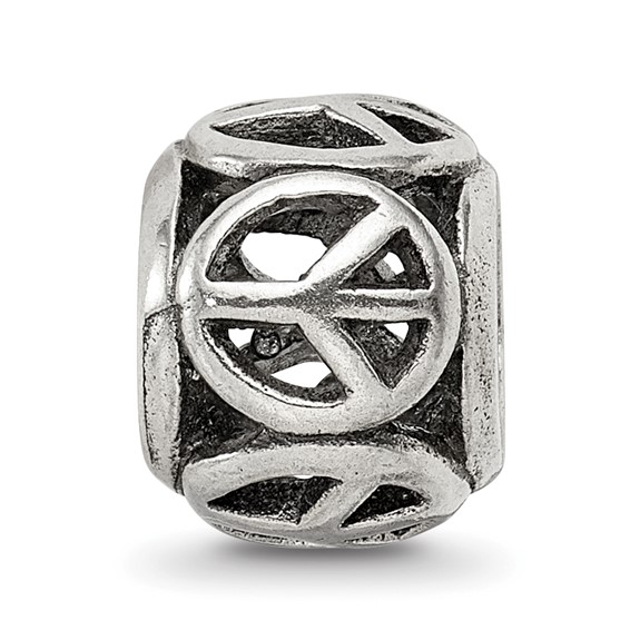 Sterling Silver Reflections Peace Sign Bead