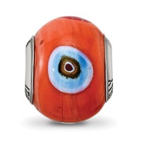 Sterling Silver Reflections Italian Orange W Decorative Accents Glass Bead view 3