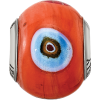 Sterling Silver Reflections Italian Orange W Decorative Accents Glass Bead view 4