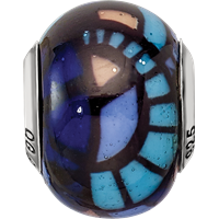Sterling Silver Reflections Italian Blue Decorative Overlay Glass Bead view 4