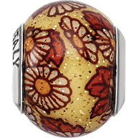 Sterling Silver Reflections Italian Yellow Floral Overlay Glass Bead view 4