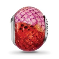 Sterling Silver Reflections Italian Pink & Orange Python Glass Bead view 3